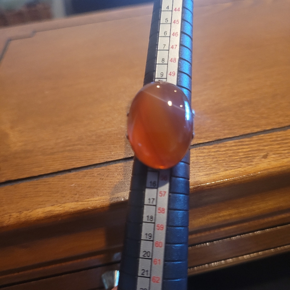 Vintage  Sterling Silver Carnelian Ring , Unique Design size  6.5 approximately - Picture 3 of 10
